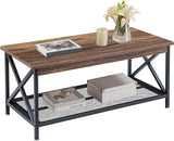 Coffee Table with Storage Shelf for Living Room,Industrial Style,Easy Assembly