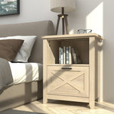30" Tall Nightstand for King & Queen Bed - FSC-Certified Wood Large Bedside Table