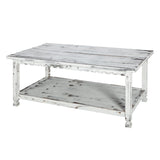 Rustic Rectangular Coffee Table w/1 Shelf in Distressed White Antique Finish