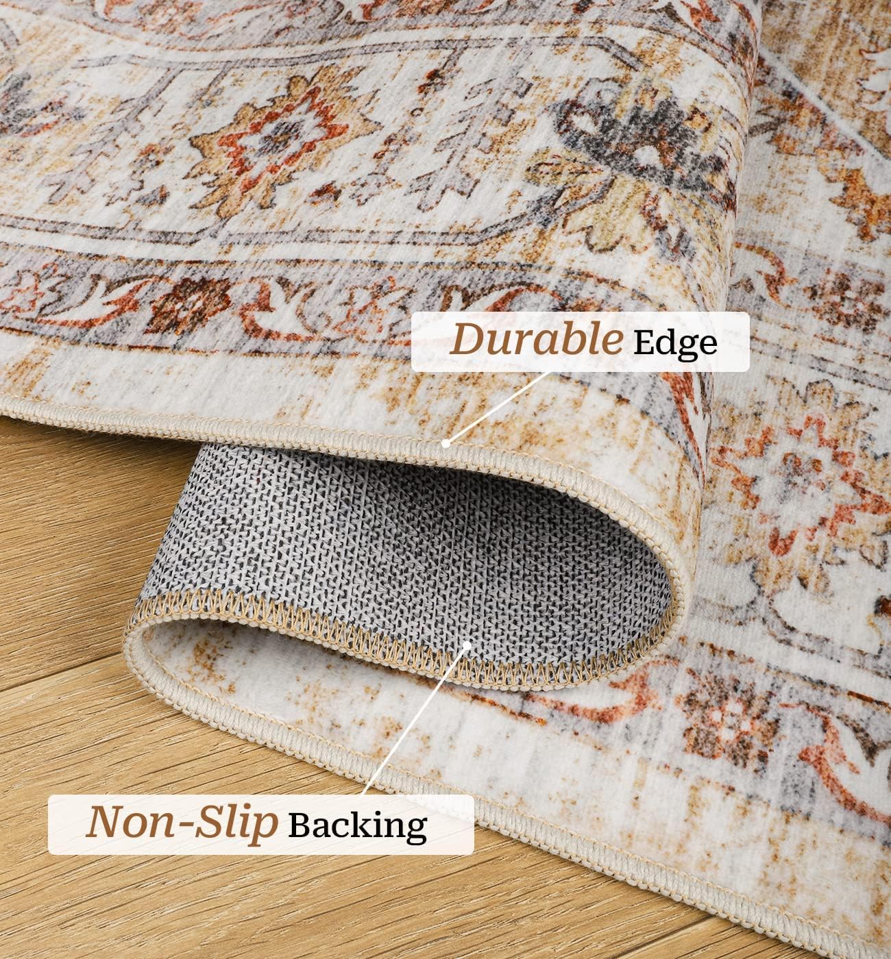 Washable Rug 8x10 Area Rugs for Living Room - Stain Resistant Non-Slip