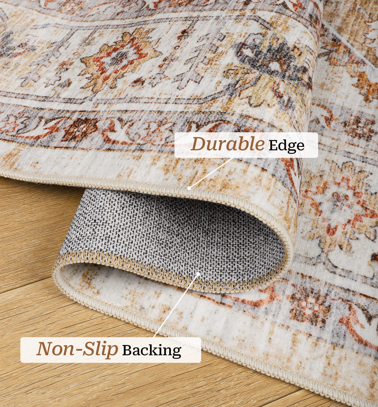 Washable Rug 8x10 Area Rugs for Living Room - Stain Resistant Non-Slip