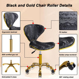 Armless Office Chair with Wheels - Height Adjustable Vanity Desk Stool