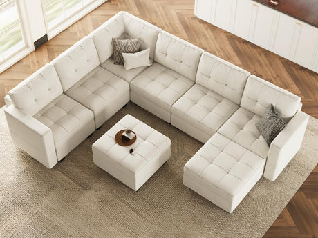 U Shaped Modular Sectional Sofa with Chaise Reversible, Oversized Modular Couch