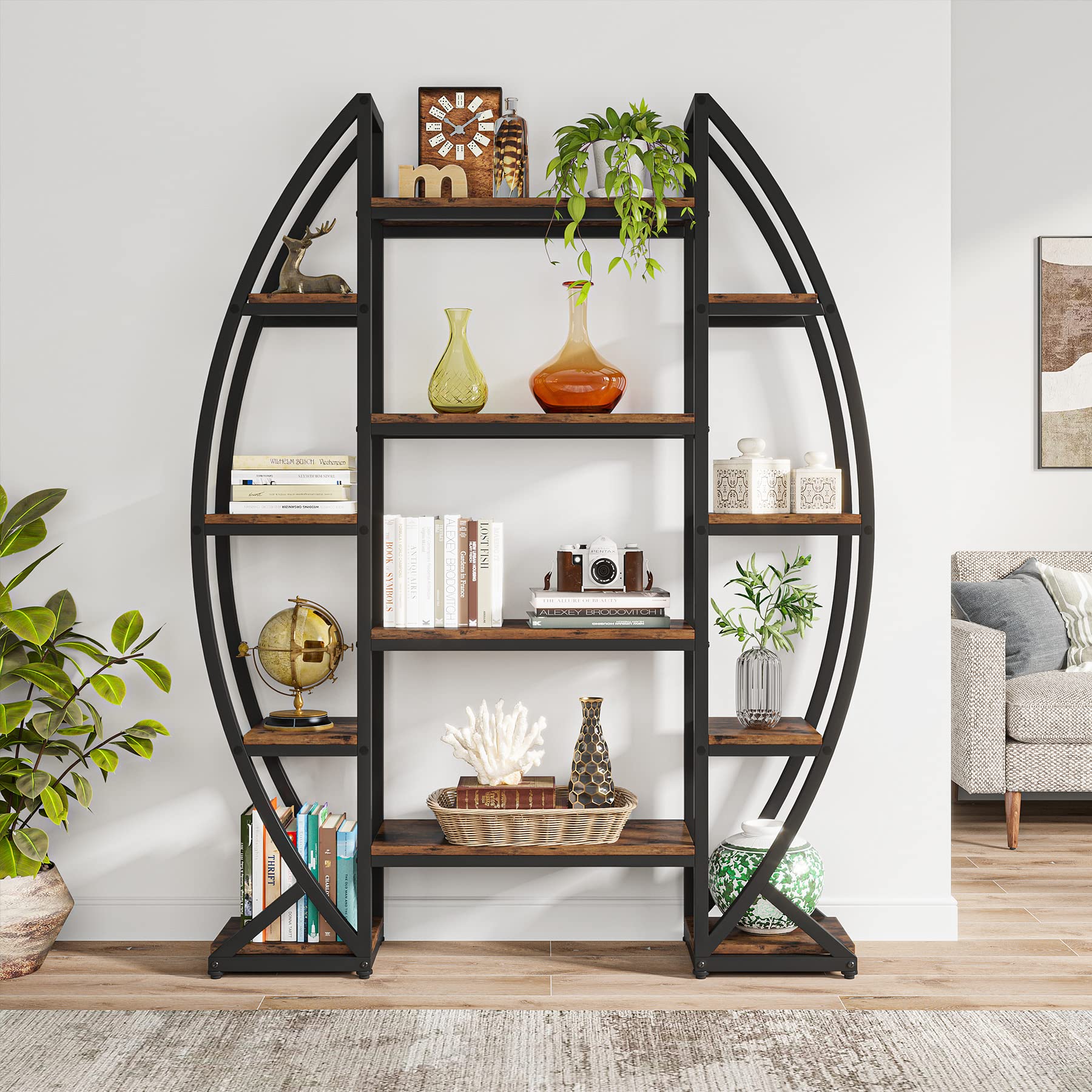 Curved Plant Stand Indoor, 8 Tiered Large Metal Plant Shelf, 69" Tall Industrial Flower