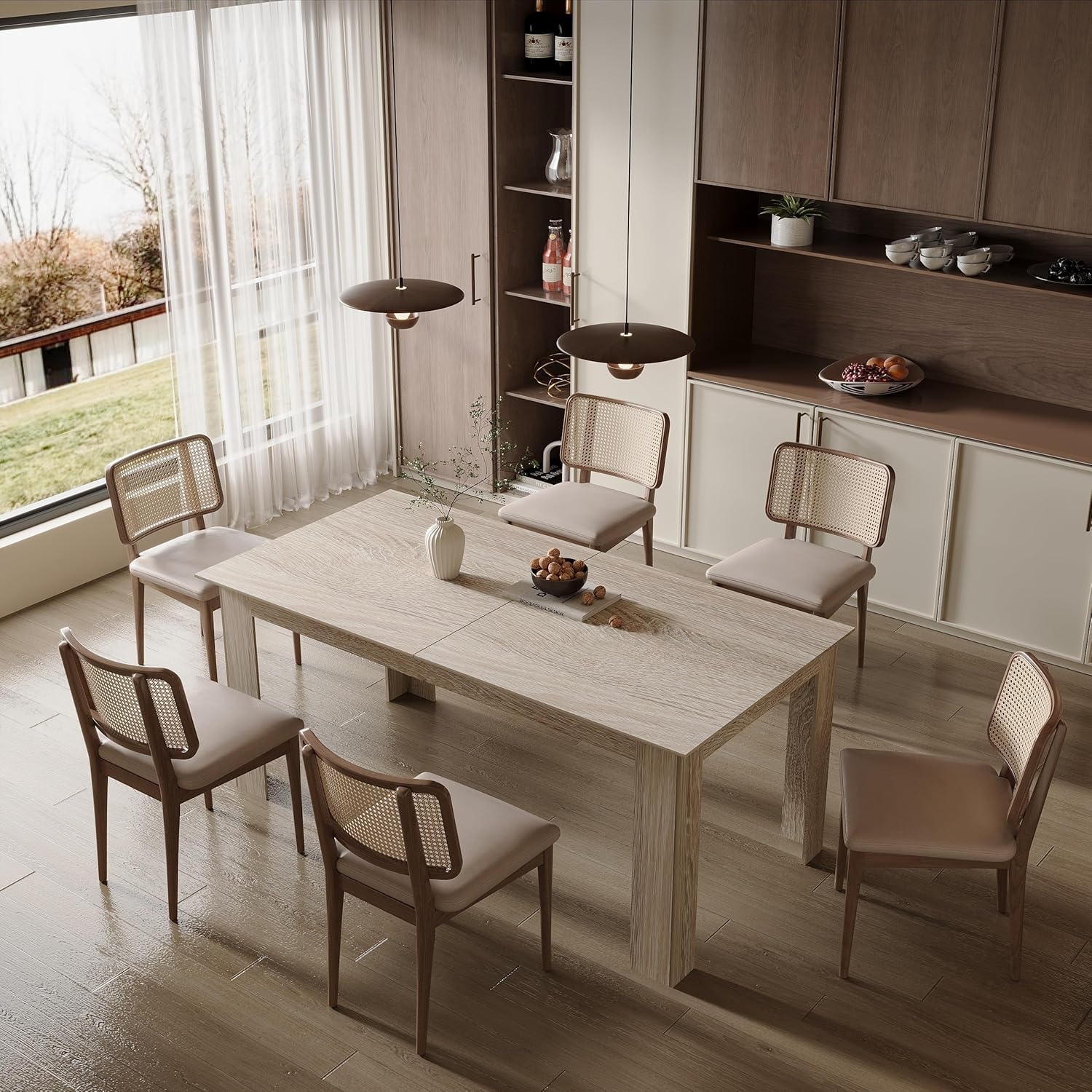 Extendable Dining Table 55-86 Inches Oak