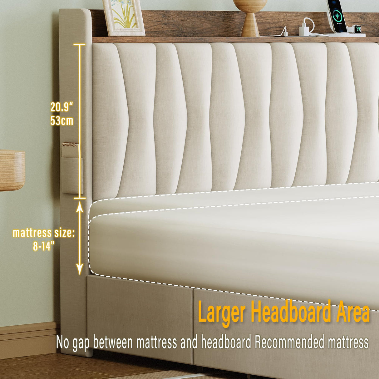 Storage Headboard and Charging Station