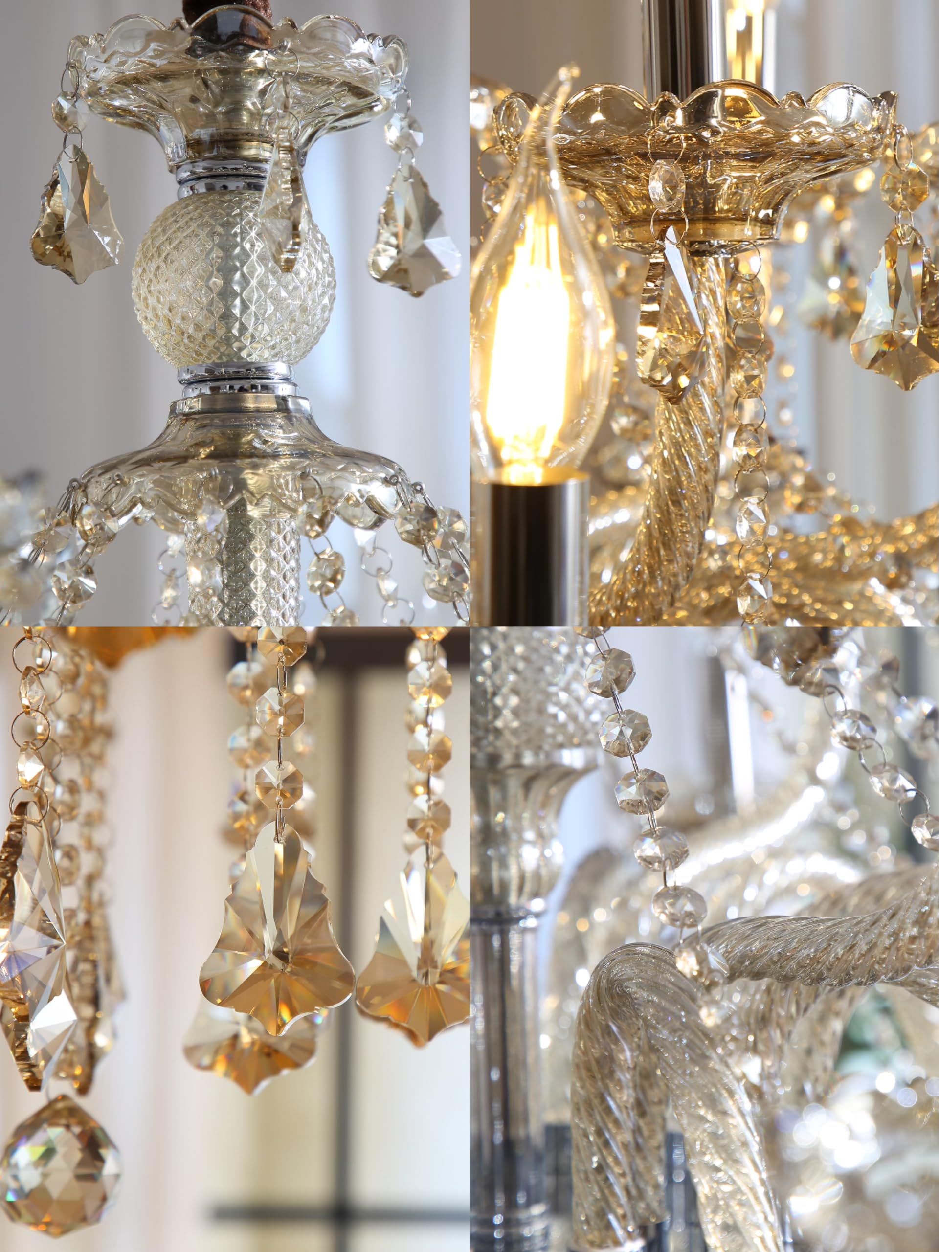 Cognac 12 Lights K9 Crystal Chandelier Modern Luxurious Light Candle