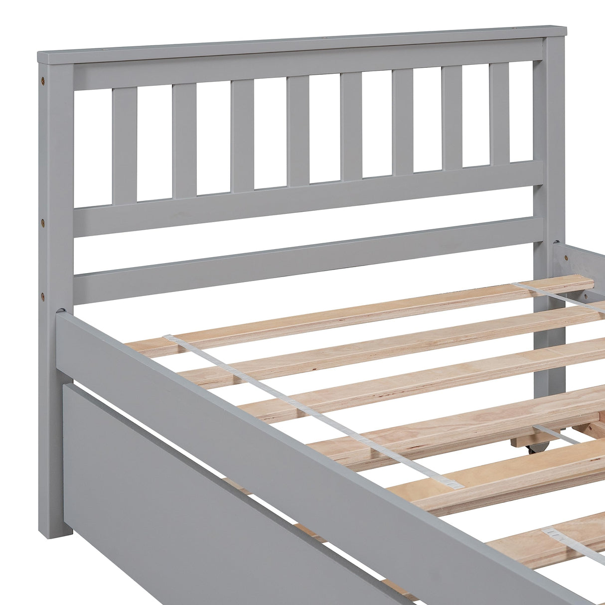 Wood Platform Bed Frame with Headboard and Footboard, Twin Bed Frame with Trundle