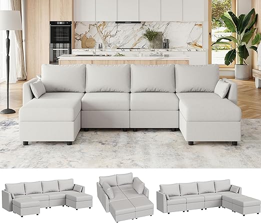 Modular Sectional Sofa, 6 Seat Modular Couch with Storage