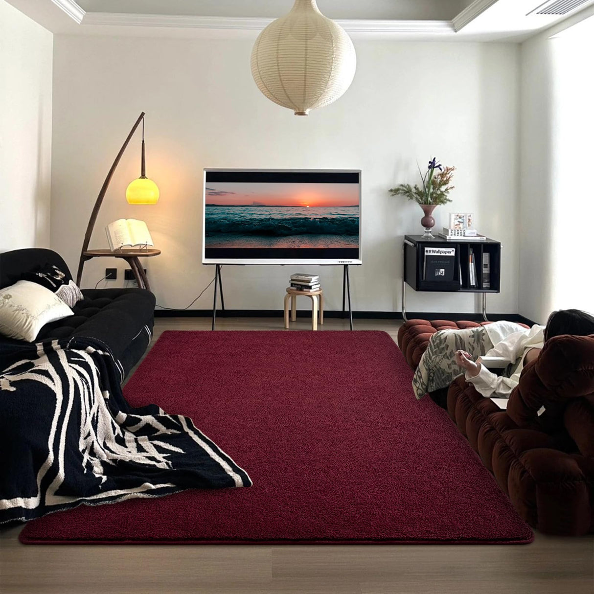 Modern Area Rugs for Bedroom Living Room, 5x7 ft Thickened Memory-Foam Indoor Carpets,