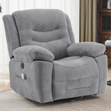 Power Swivel Rocker Recliner with Massage and Heat, USB Port, Infinite Position, Overstuffed Electric Glider Rocking Chairs Living Room, Soft Fabric Reclining Sofa Chair(Misty Gray)