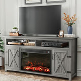 Fireplace TV Stand for Television up to 65+ Inch with Storage and Farmhouse Barn Doors