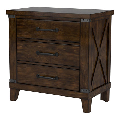 FOA Andrew 2pc Dark Walnut Solid Wood Bedroom Set - King + Nightstand