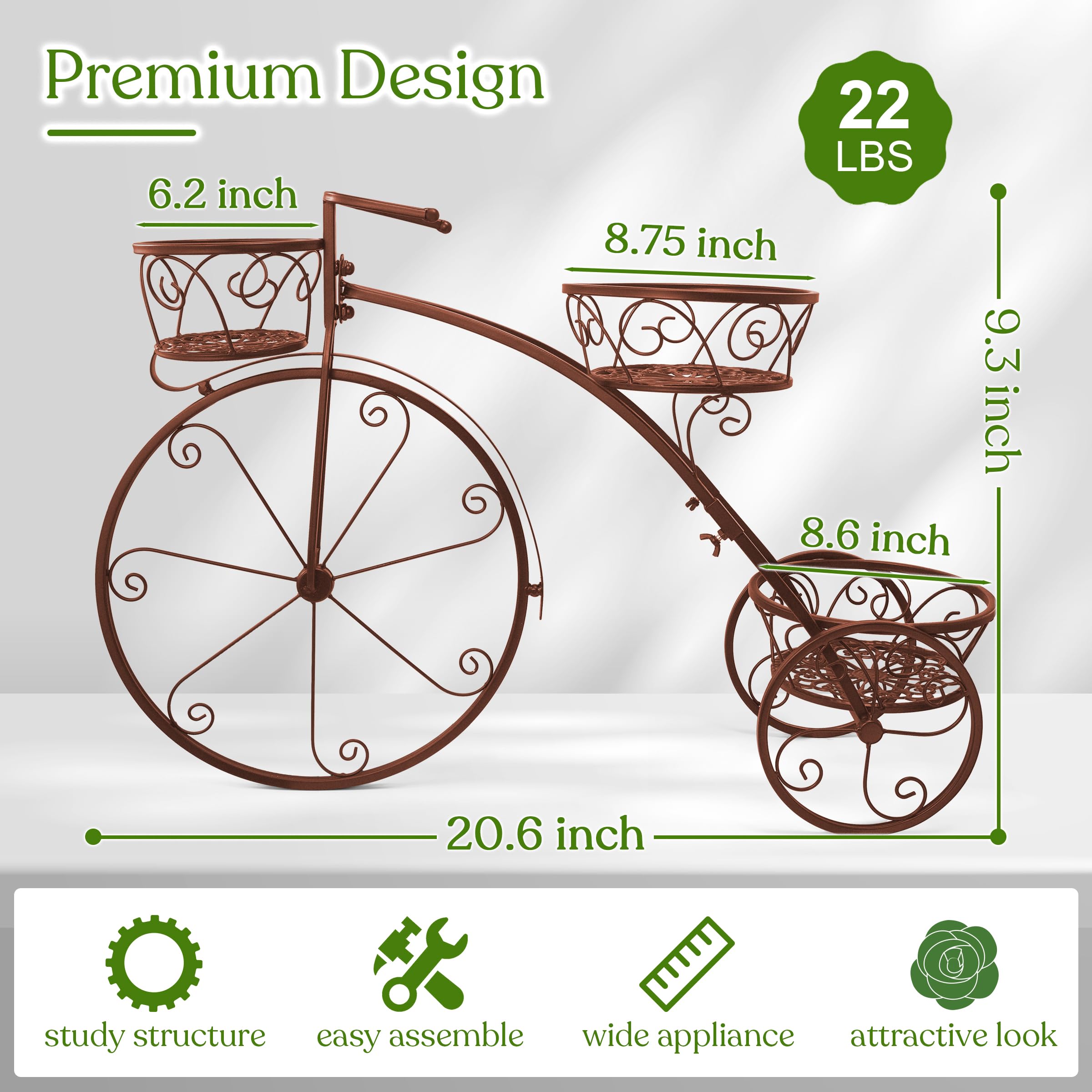 Vintage Tricycle Plant Stand - Decorative Flower Pot Cart