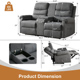 Manual Loveseat Recliner Sofa, Home Theater Seating with Console