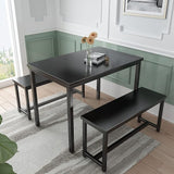 Dining Room Table Set, Kitchen Table Set with 2 Benches, Ideal for Home