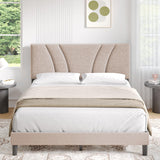 Queen Bed Frame with Headboard, Bed Frame Queen Size with Wood Slats Support,Linen