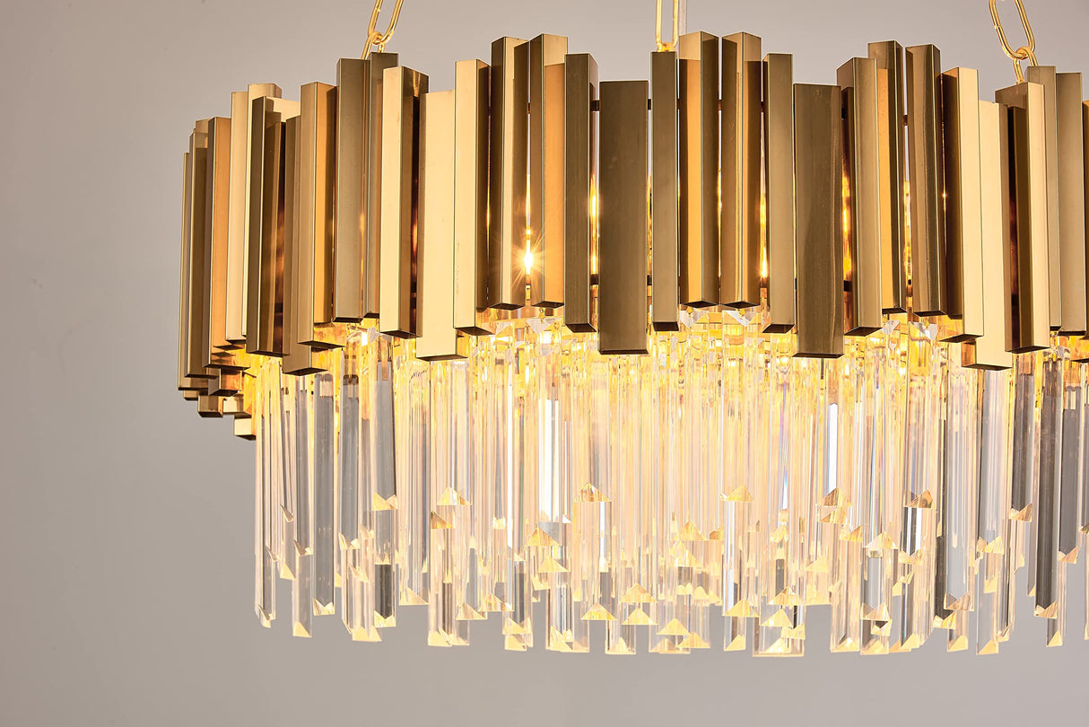 Modern K9 Crystal Pendant Lighting,Round Gold Crystal Chandelier Contemporary Luxury