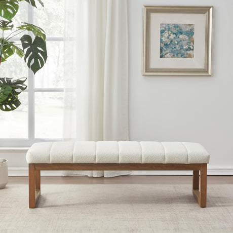 52.7" Bedroom Bench for End of Bed, Modern Upholstered Teddy Fabric Entryway Bench & Dining Bench