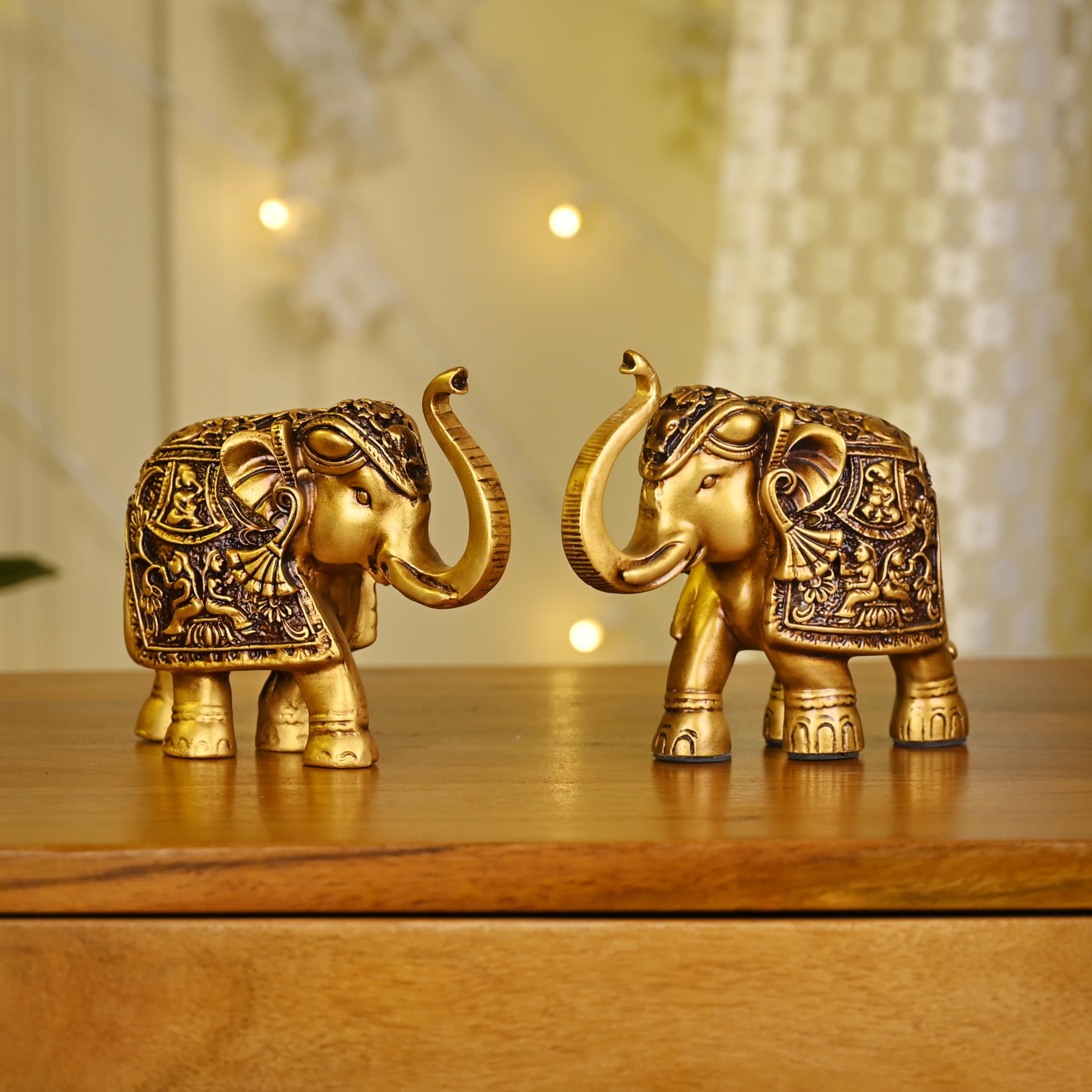 Elephant Statue | Set of 2 Elephant Figurine | Elephant Family Statue Showpiece Figurines