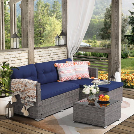 Outdoor Patio Furniture Set, Small Sectional Conversation Set