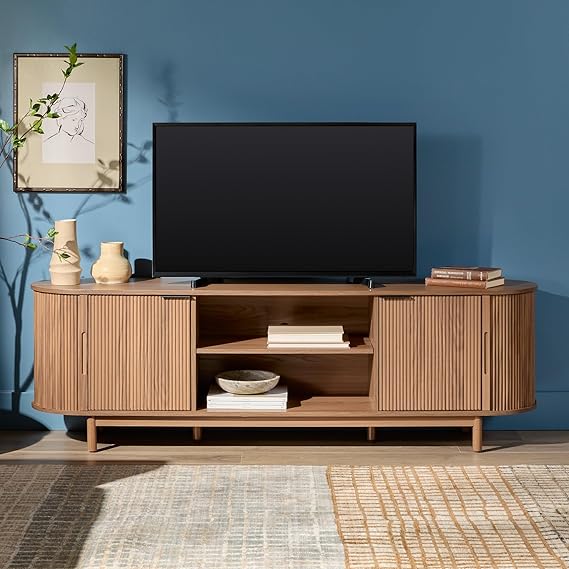 Modern Curved Reeded TV Stand for TVs up to 65 Inches