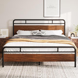 Queen Size Platform Bed Frame with Wooden Headboard and Footboard