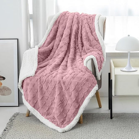 Throw Blanket for Couch - Fleece Blankets & Throws Faux Fur Blanket Soft Fuzzy Sherpa