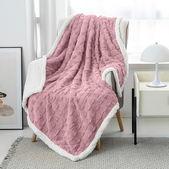 Throw Blanket for Couch - Fleece Blankets & Throws Faux Fur Blanket Soft Fuzzy Sherpa