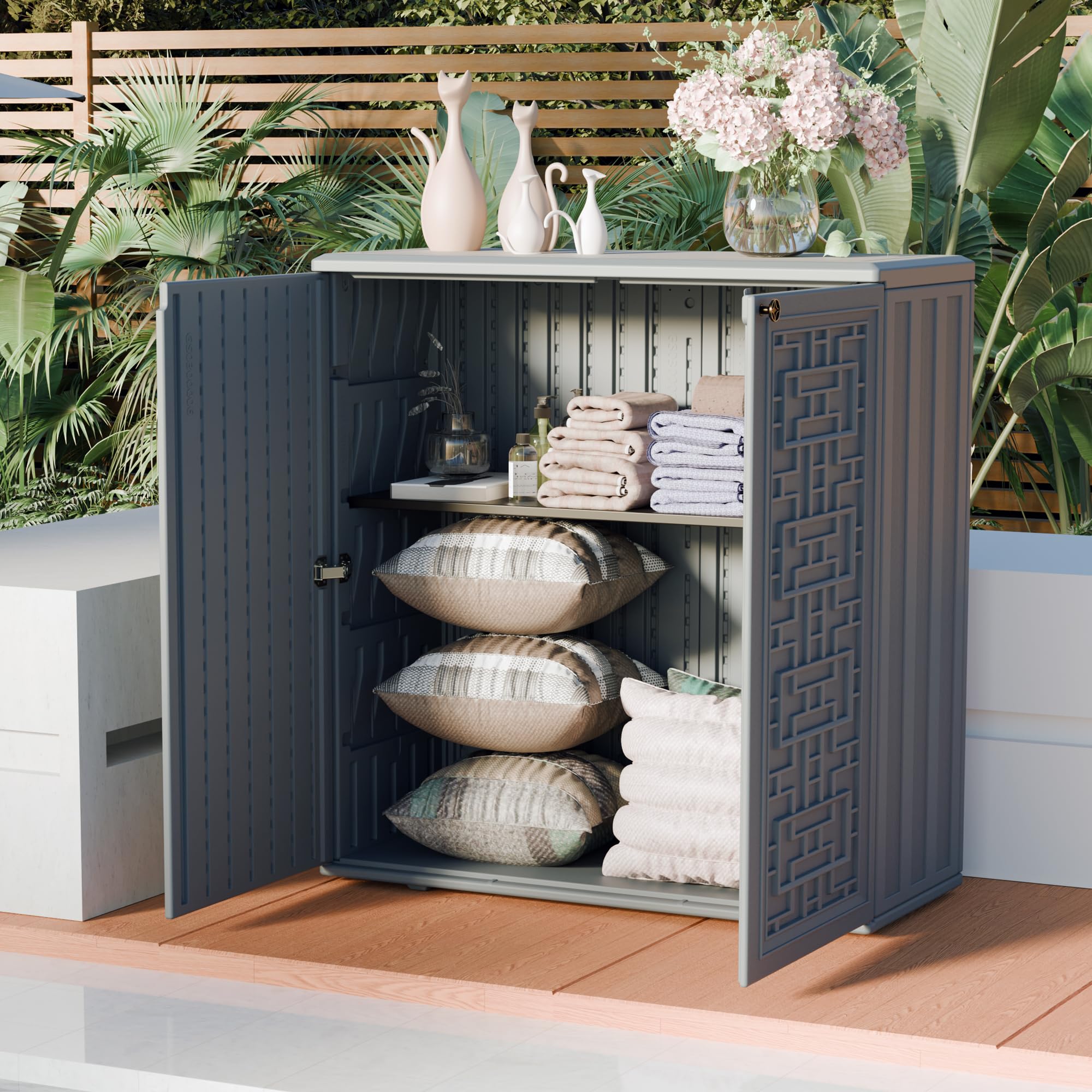 Indoor Outdoor Storage Cabinet Waterproof with Shelf