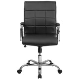 Vivian Mid-Back Swivel Vinyl Upholstered Desk Chair with Padded Seat and Armrests