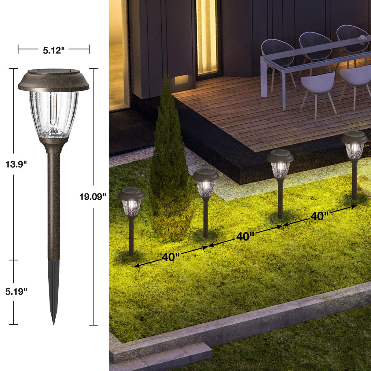 Solar Lights Outdoor 10/25 LM LED with 2 Lighting Modes, Solar Garden Lights Glass