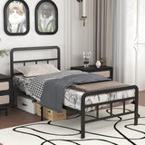 Twin XL Bed Frame with Upholstered Headboard and Metal Footboard 14 Inch