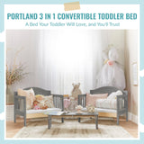 Dream On Me Portland 3 In 1 Convertible Toddler Bed in Steel Grey