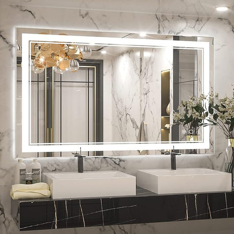 55 x 36 Inch LED Mirror Bathroom Mirror with Lights, UL Listed LED Driver,