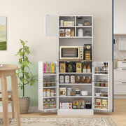 66.5" Pantry Cabinet with Microwave Stand, Freestanding Kitchen Storage Cabinet