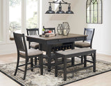 Tyler Creek Farmhouse Counter Height Dining Table with Wine Rack