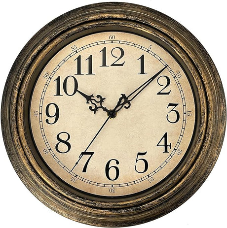 Decorative Black Wall Clock 12 Inch Silent Non Ticking Battery Operated Vintage Elegant