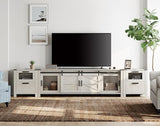 TV Stand Set with Charging Station and Drawers,85 inch Farmhouse Entertainment