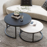 Round Coffee Table, Nesting Tables Set of 2, Large : Ø 34.0", Small : Ø 26.0", Modern Design Furniture Side End Table for Living Room,