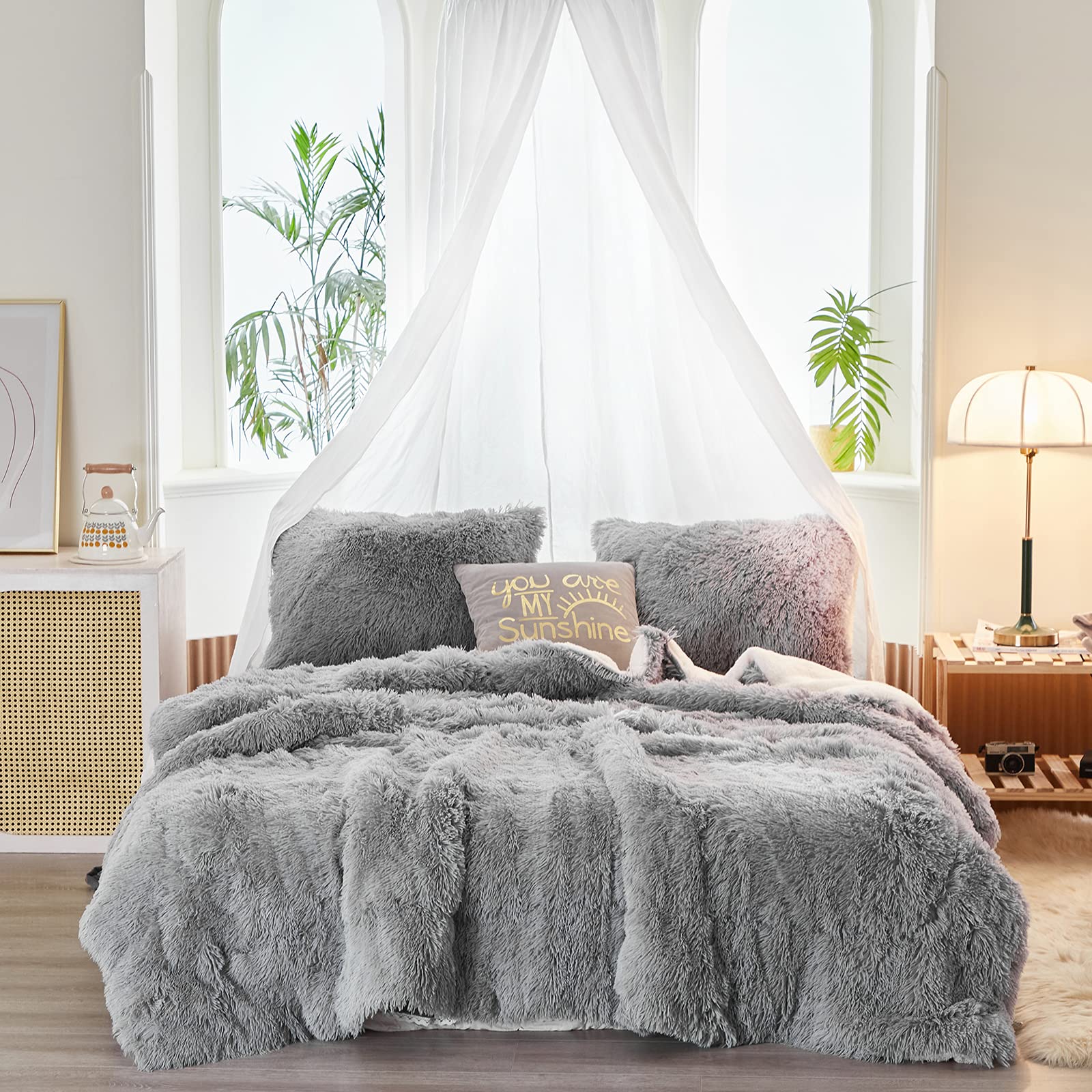 Luxury Faux Fur Shaggy Comforter Set Full/Queen Size