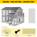 Chicken Coop 75.7" Extra Large Chicken House with Run Multi-Levels Poultry Cage