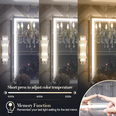 44 x 36 LED Bathroom Mirror with Lights, Front Lighted Vanity Mirror,