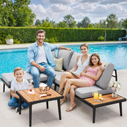 Outdoor Sectional Sofa Set L-Shaped Metal Patio Furniture with All-Weather Cushions