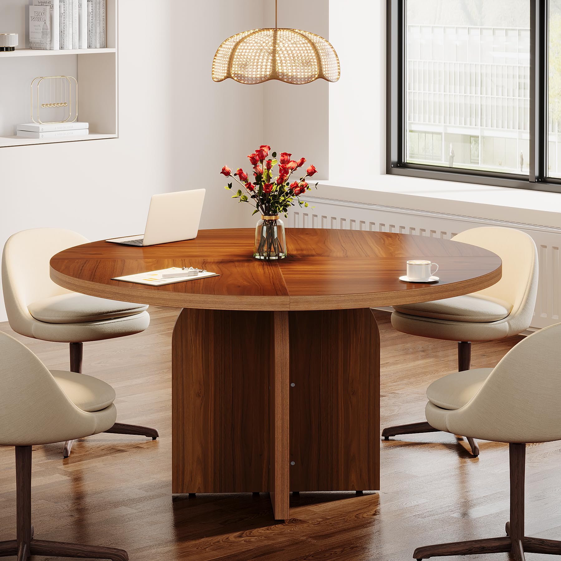 Round Conference Table, 47.24 L x 47.24 W x 29.52 H Inches Small Meeting Table