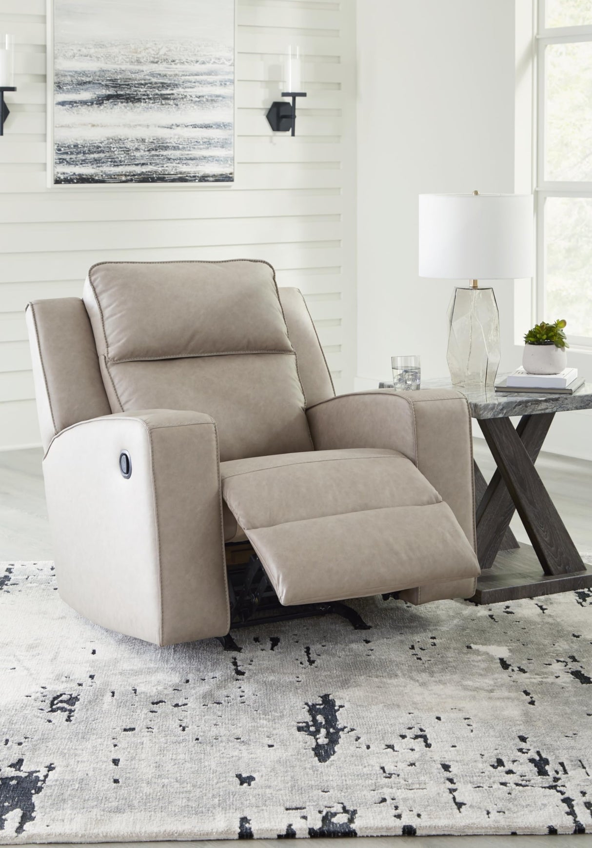 Lavenhorne Contemporary Faux Leather Upholstered Manual Rocker Recliner