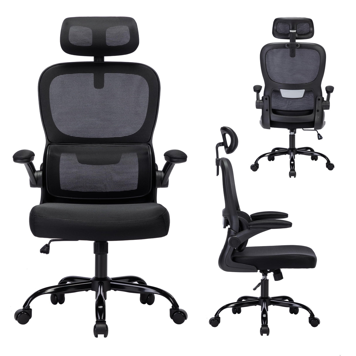 Office Chair, Ergonomic Mesh Office Chair with Adjustable Headrest and Arms, High Back