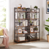 Folding Bookshelf,5 Tier Bookcase Foldable Easy Assembly, Industrial Book Shelf Storage Organizer with X Metal Frame and Anti-Toppling Design,