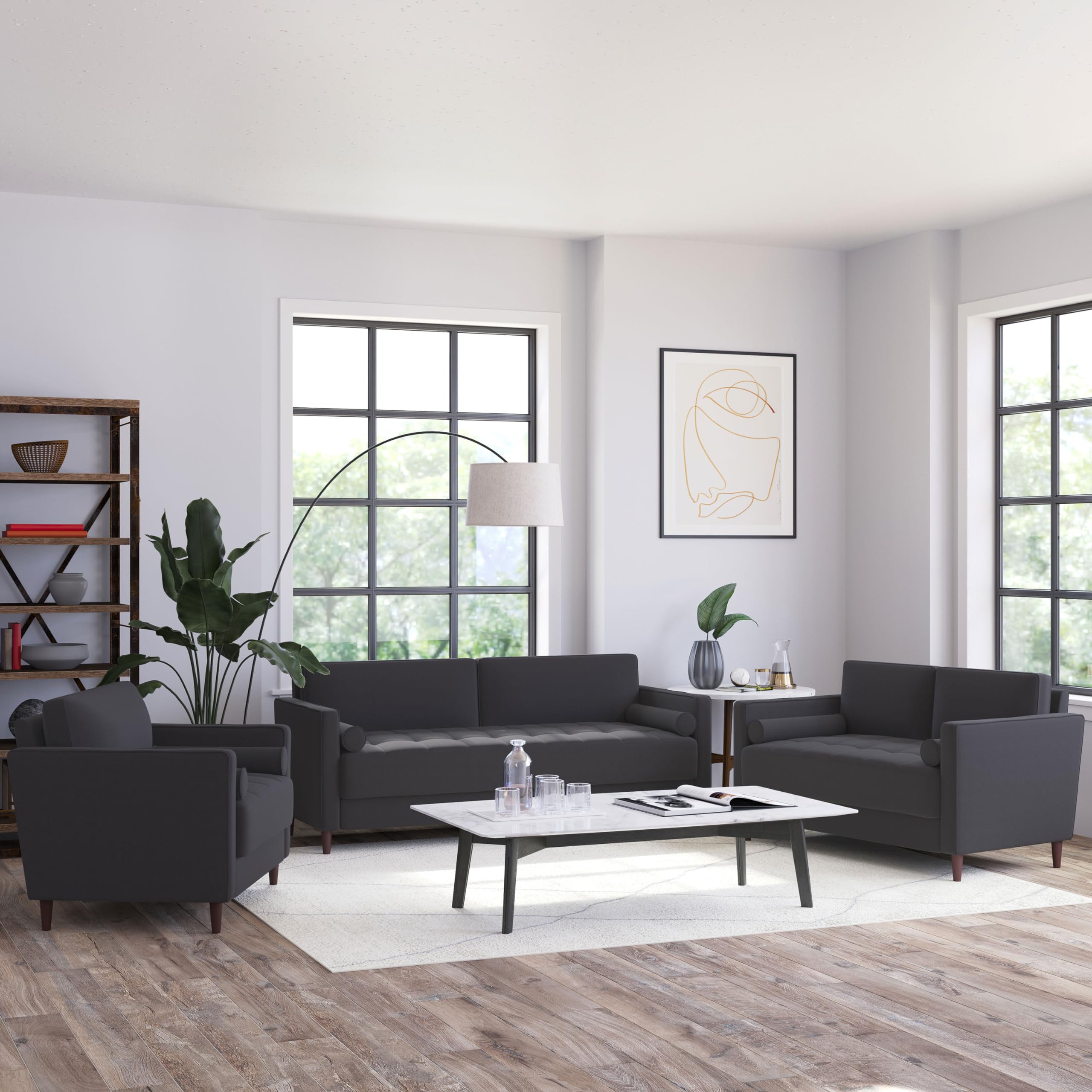 Lexington Loveseat, 52.4" W x 31.1" D x 33.5" H, Heather Grey