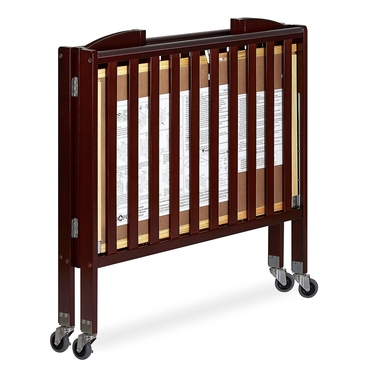 3 in 1 Portable Folding Stationary Side Crib in Espresso, Greenguard Gold Certified ,